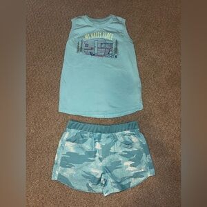 Carhartt Teal Sleeveless Top and Shorts Set